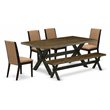Pemberly Row 6-Piece Wood Dining Set with Bench in Multi-Color Finish