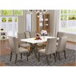 Pemberly Row 7-Piece Wood Kitchen Set with X-Leg Table in Dark Khaki
