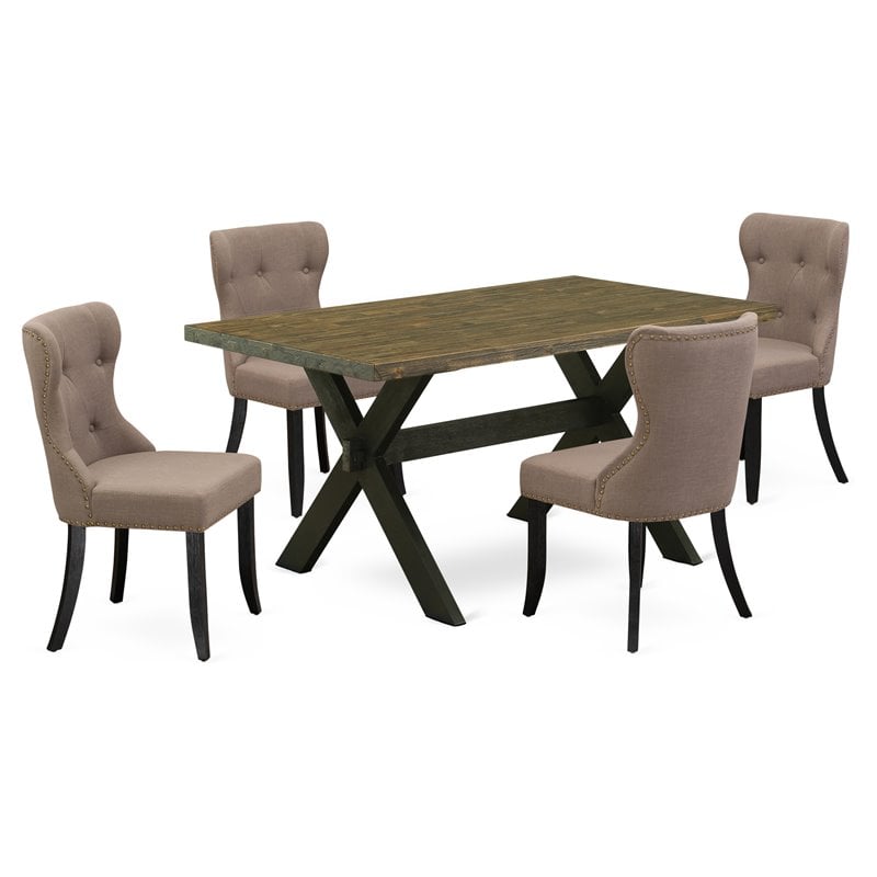 Pemberly Row 5-Piece Wood Dining Set in Black and Coffee Finish