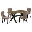 Pemberly Row 5-Piece Wood Dining Set in Black and Coffee Finish