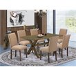 Pemberly Row 7-Piece Wood Dining Set in Brown and Light Sable Finish