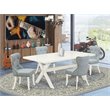 Pemberly Row 5-Piece Dining Room Set in Linen White and Baby Blue Finish