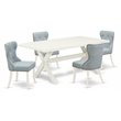 Pemberly Row 5-Piece Dining Room Set in Linen White and Baby Blue Finish