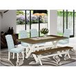 Pemberly Row 6-Piece Wood Kitchen Set Distressed Jacobean Baby Blue