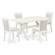 Pemberly Row 5-Piece Wood Dining Set with Parson Chairs in Cream/White