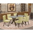 Pemberly Row 7-Piece Wood Dining Set with Button Tufted Fabric Chairs