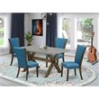 Pemberly Row 5-Piece Wood Dining Set Distressed Jacobean Blue Cement