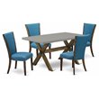 Pemberly Row 5-Piece Wood Dining Set Distressed Jacobean Blue Cement