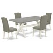 Pemberly Row 5-Piece Wood Dining Table Set in Linen White Finish