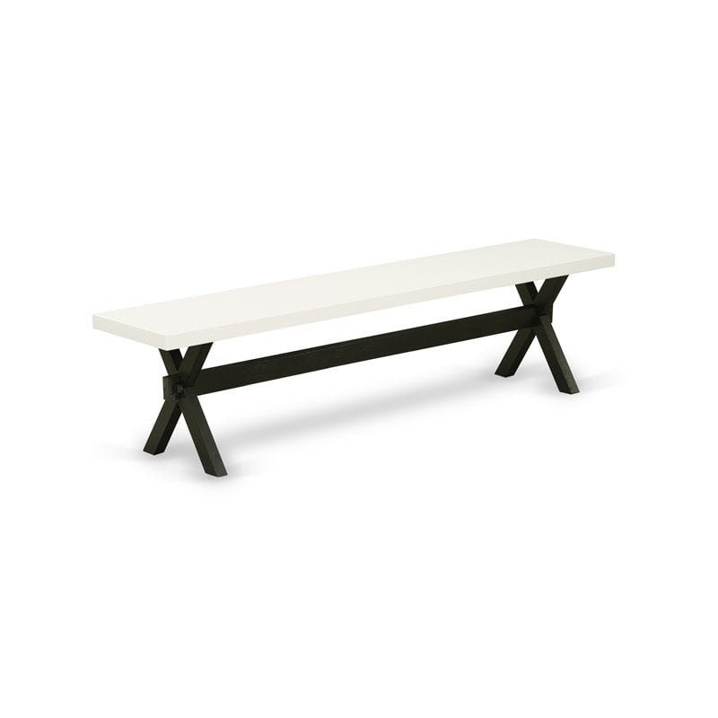 Pemberly Row 6-Piece Wood Dining Table Set with Bench in Black Finish
