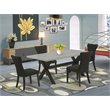 Pemberly Row 5-Pc Wood Dining Table Set in Black / Cement Finish