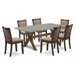 Pemberly Row 7-Piece Wood Dining Set with Linen Upholstered Chairs
