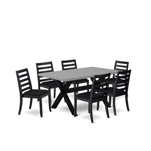 Pemberly Row 7-Piece Dining Table Set Rubberwood Cement Finish