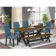 Pemberly Row 6-Piece Wooden Dining Set in Black and Light Sable