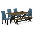 Pemberly Row 6-Piece Wooden Dining Set in Black and Light Sable