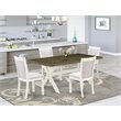 Pemberly Row 5-Piece Dining Set in Distressed Jacobean Cream Linen