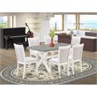 Pemberly Row 7-Piece Dining Set in Cement and Cream Linen Upholstery