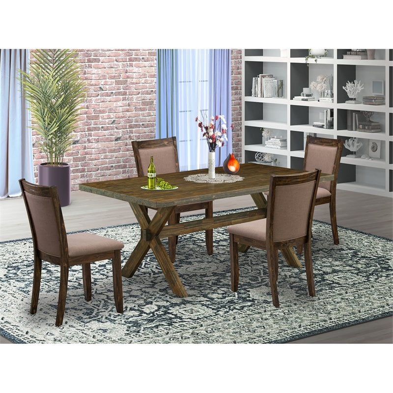 Pemberly Row 5-Piece Wood Dining Set with Coffee and Jacobean Finish