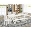 Pemberly Row 6-Piece Dining Set with Rectangular Wood Table in Linen White