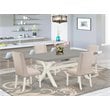 Pemberly Row 5-Piece Wood Dining Set in Linen White with Cream Chairs