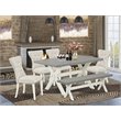 Pemberly Row 6-Piece Wood Dining Set with Bench in Linen White Finish