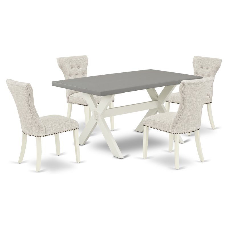 Pemberly Row 5-Piece Dining Room Set with Wood Frame Linen White/Doeskin