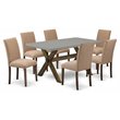 Pemberly Row 7-Piece Dining Set with Rubber Wood in Jacobean Brown