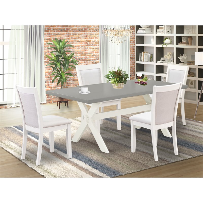Pemberly Row 5-Piece Kitchen Table Set with Cement Top and Cream Finish