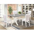 Pemberly Row 5-Piece Kitchen Table Set with Cement Top and Cream Finish