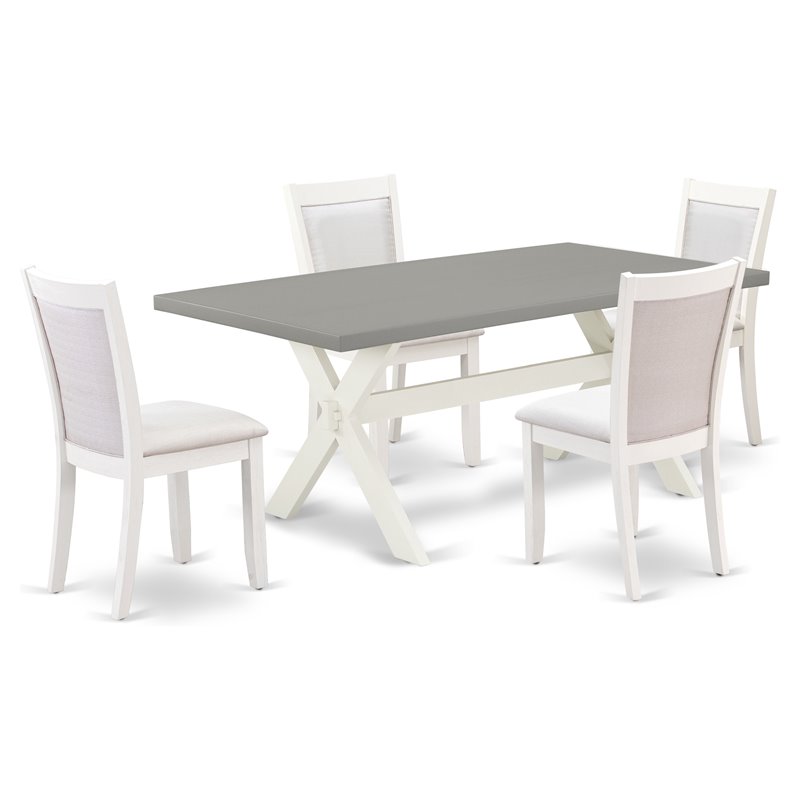 Pemberly Row 5-Piece Kitchen Table Set with Cement Top and Cream Finish