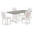 Pemberly Row 5-Piece Kitchen Table Set with Cement Top and Cream Finish