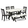 Pemberly Row 6-Piece Acacia Wood Dining Set in White and Black Finish