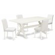 Pemberly Row 5-Piece Asian Wood Kitchen Set with Parson Chairs in White