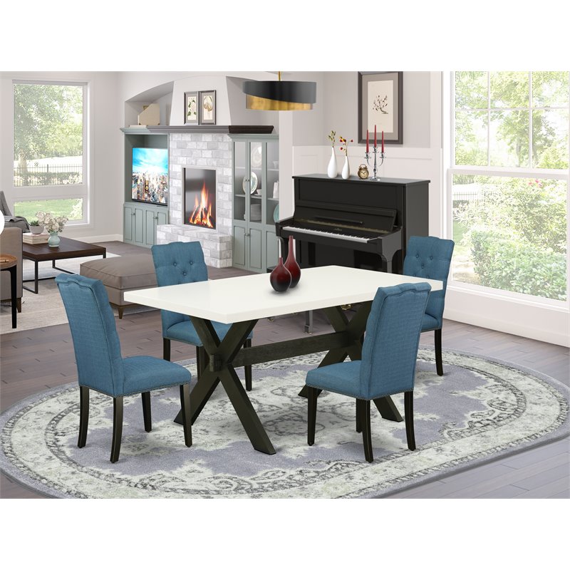Pemberly Row 5-Piece Wood Dinette Set in Black and Linen White Finish
