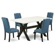 Pemberly Row 5-Piece Wood Dinette Set in Black and Linen White Finish