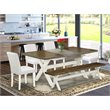 Pemberly Row 6-Piece Dining Set in Linen White and Distressed Jacobean