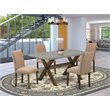 Pemberly Row 5-Piece Wood Dining Table Set in Jacobean and Cement Finish