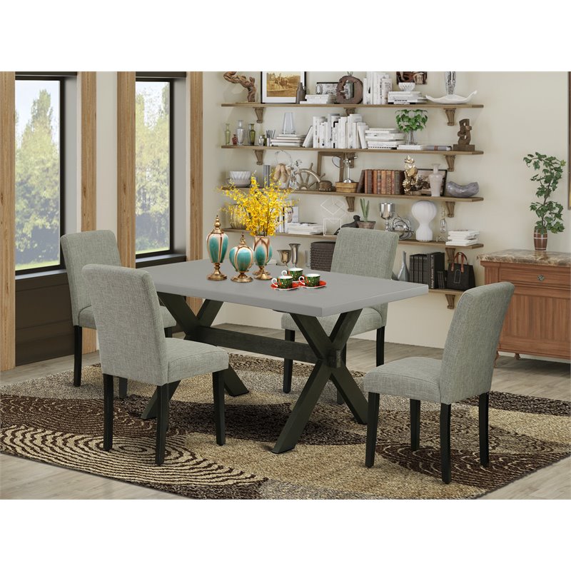 Pemberly Row 5-Piece Wood Dining Set with Padded Chairs in White/Shitake