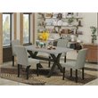 Pemberly Row 5-Piece Wood Dining Set with Padded Chairs in White/Shitake