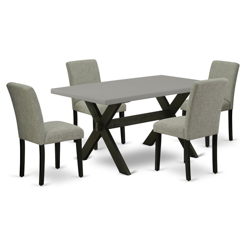 Pemberly Row 5-Piece Wood Dining Set with Padded Chairs in White/Shitake