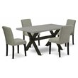 Pemberly Row 5-Piece Wood Dining Set with Padded Chairs in White/Shitake