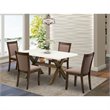 Pemberly Row 5-Piece Wood Dining Set with Linen Chairs in Coffee/White