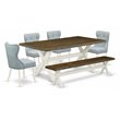Pemberly Row 6-Piece Wooden Kitchen Set with Bench in Linen White