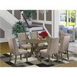 Pemberly Row 7-Piece Wooden Kitchen Table Set in Dark Khaki Brown