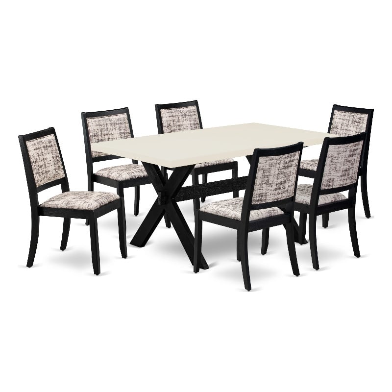 Pemberly Row 7-Piece Rubberwood Kitchen Table Set in Linen White