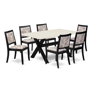 Pemberly Row 7-Piece Rubberwood Kitchen Table Set in Linen White