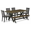 Pemberly Row 6-Piece Wood Dining Set with Bench in Jacobean Finish