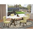 Pemberly Row 5-Piece Wood Dining Table Set in Jacobean and Limelight
