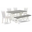 Pemberly Row 6-Piece Wood Dining Set with Bench in Cream and White Finish