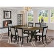 Pemberly Row 7-Piece Dining Set in Shitake Gray and Distressed Jacobean